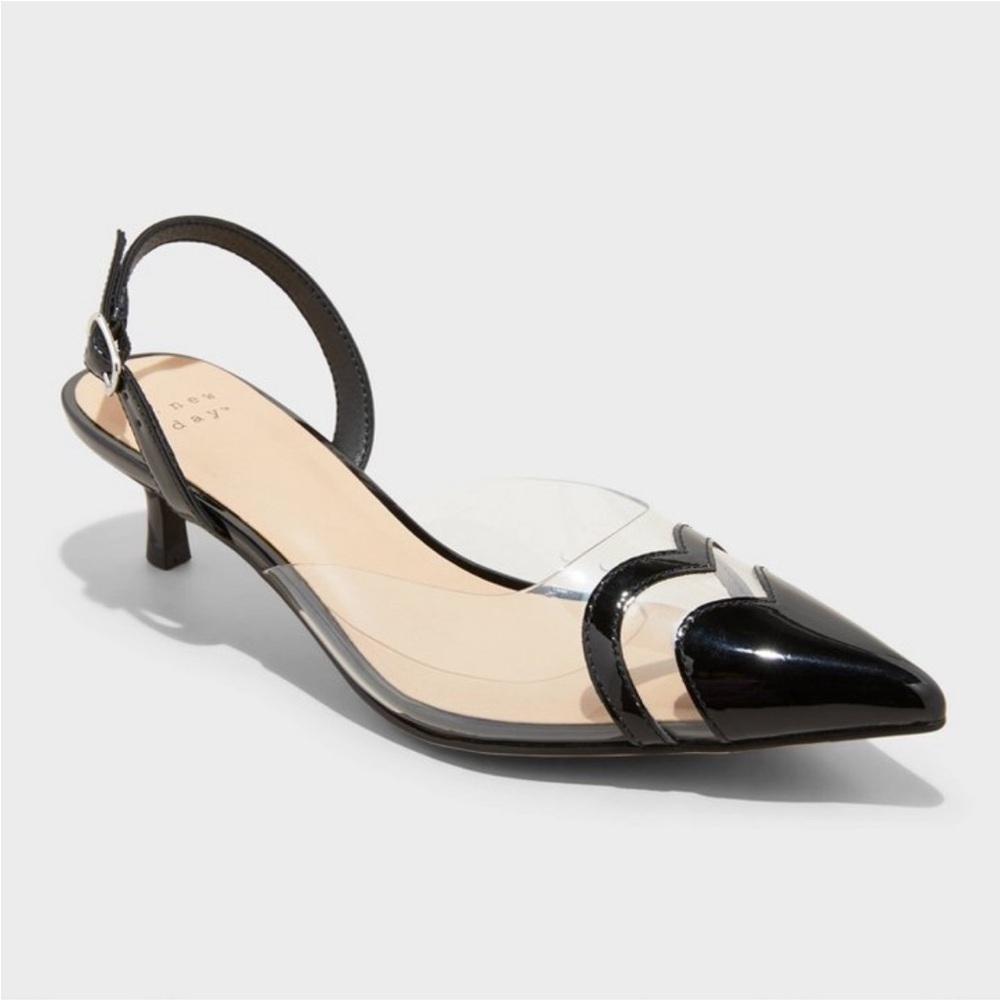Women's Eleanor Heart Slingback Heels - A New Day™ Black new